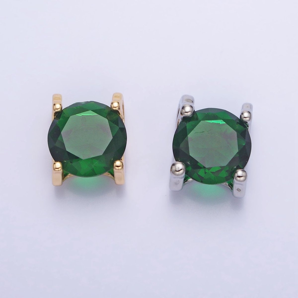 16K Gold Filled Emerald Green Birthday May Birthstone 12mm Add-On Charm in Silver & Gold | AC400 AC9513 - DLUXCA