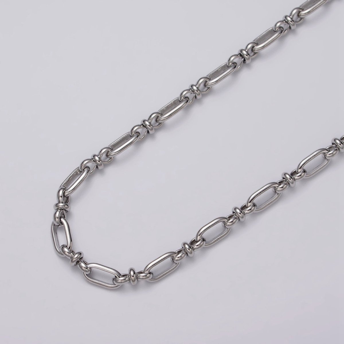 16k Gold Filled Figaro Long and Short Fancy Unfinished 4.5mm Chain in Gold & Silver | ROLL-1161 ROLL-1162 Clearance Pricing - DLUXCA