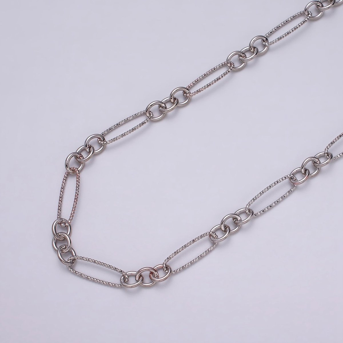 16K Gold Filled Figaro Long and Short Fancy Unfinished Chain by Yard in Gold & Silver | ROLL-1215 ROLL-1216 Clearance Pricing - DLUXCA