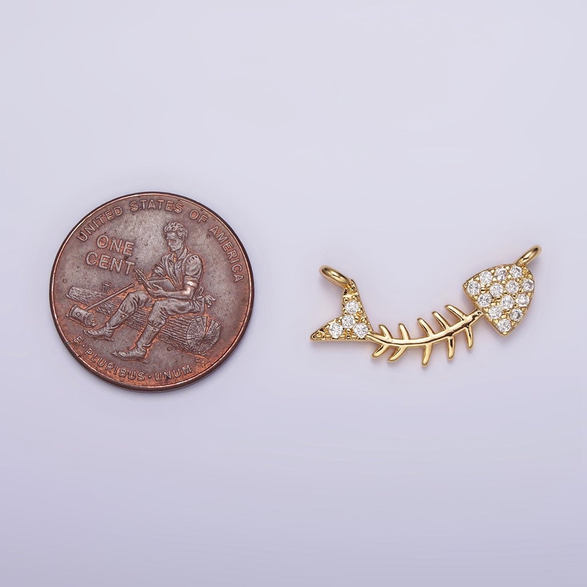 16K Gold Filled Fish Bone Micro Paved CZ Curved Connector | G-031 - DLUXCA