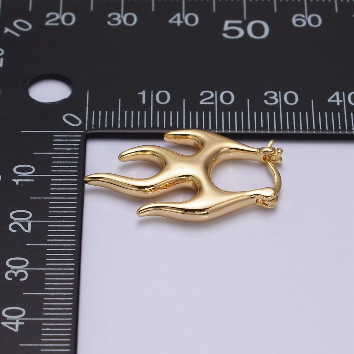 16K Gold Filled Flaming Fire Abstract Band French Lock Latch Earrings in Gold & Silver | AE576 AE533 - DLUXCA