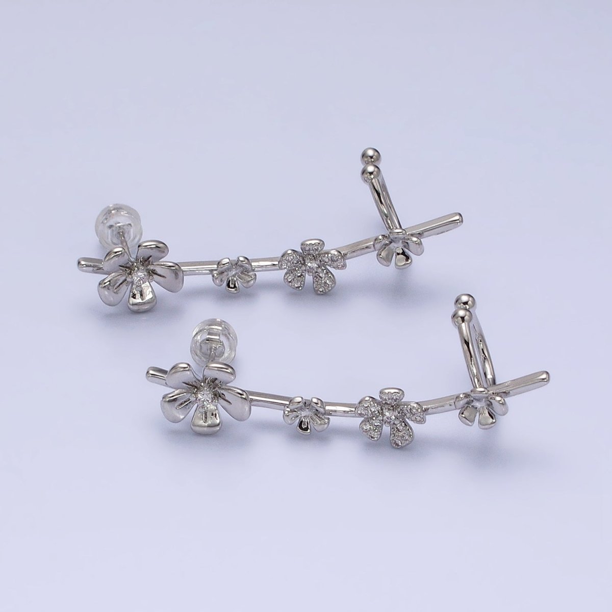 16K Gold-Filled Flower Ear Climber Earrings Stud Earring Floral Daisy | AD1478 AD1479 - DLUXCA