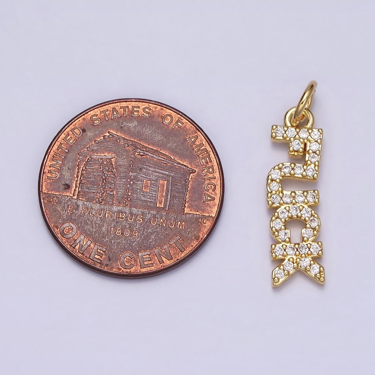 16K Gold Filled "FUCK" Script Micro Paved CZ Add-On Charm in Gold & Silver | AC1329 AC1330 - DLUXCA