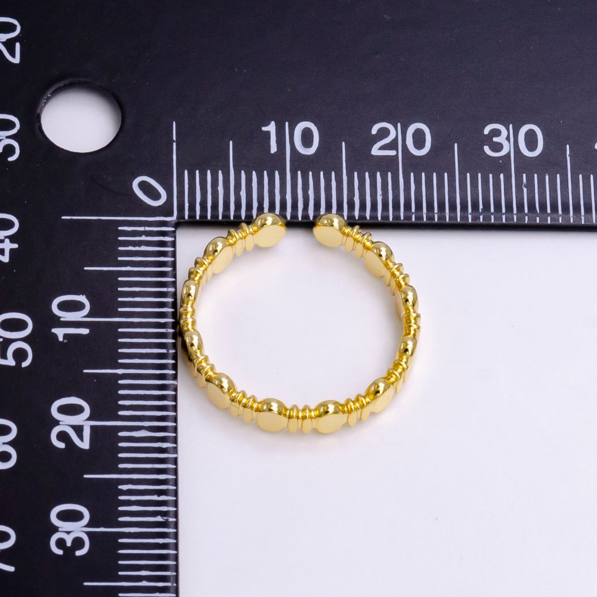 16K Gold Filled Geometric Abstract Band Ring, Minimalist Oval Stacking Ring, Shiny Statement Adjustable Ring U-428 - DLUXCA