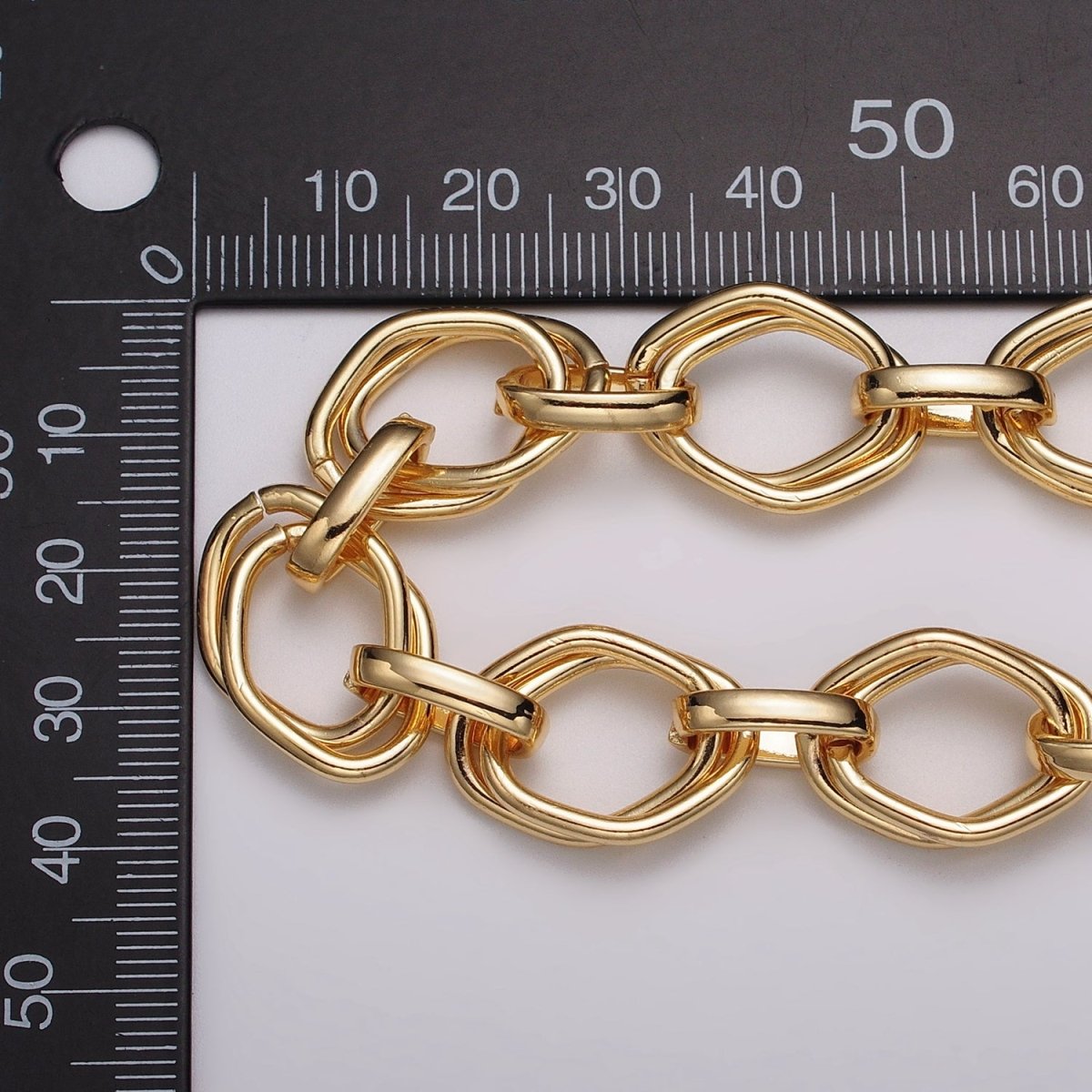 16k Gold Filled Geometric Hexagonal Link Unfinished Chain in Gold & Silver | ROLL-1151 ROLL-1152 Clearance Pricing - DLUXCA