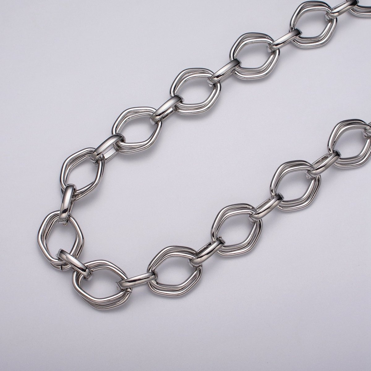 16k Gold Filled Geometric Hexagonal Link Unfinished Chain in Gold & Silver | ROLL-1151 ROLL-1152 Clearance Pricing - DLUXCA