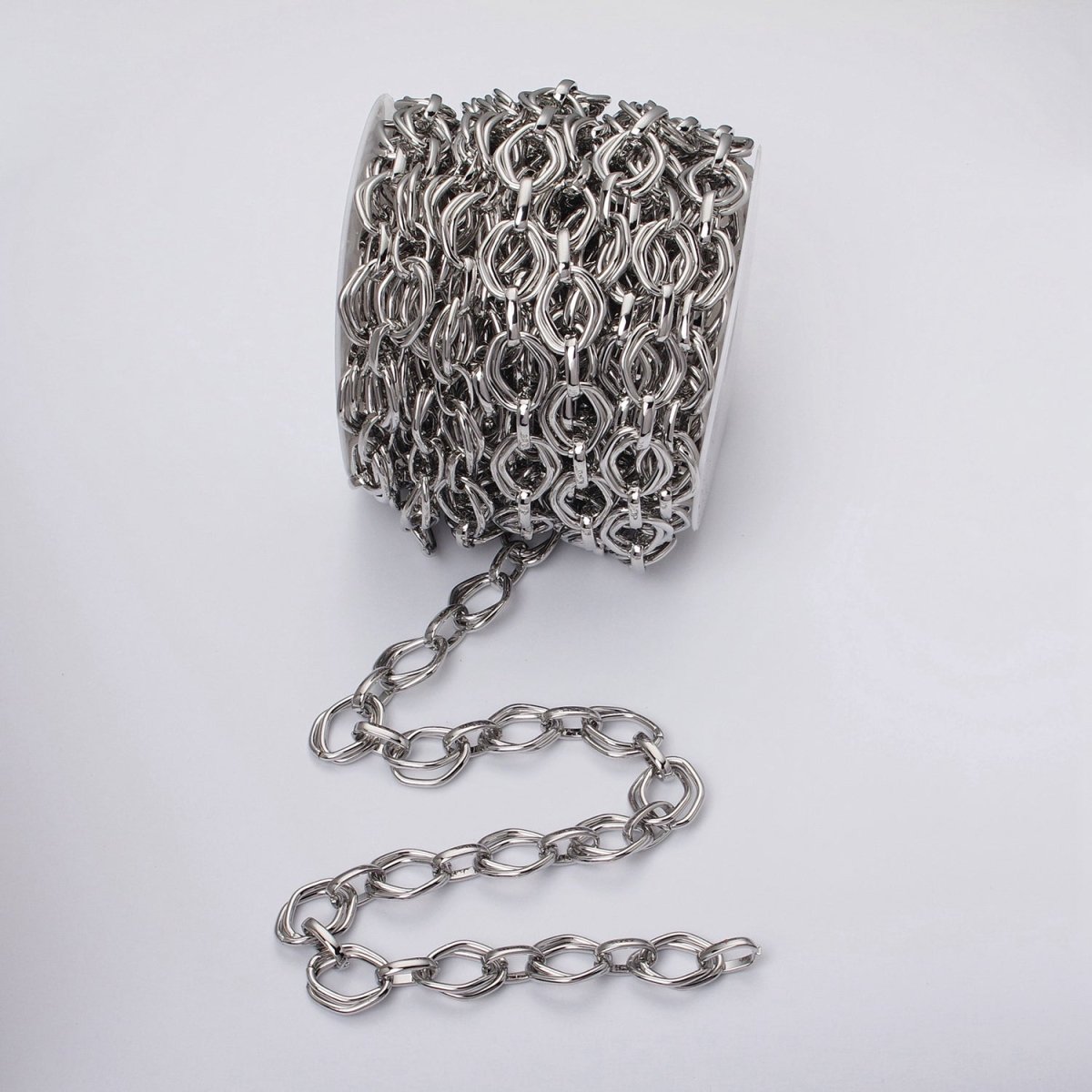 16k Gold Filled Geometric Hexagonal Link Unfinished Chain in Gold & Silver | ROLL-1151 ROLL-1152 Clearance Pricing - DLUXCA