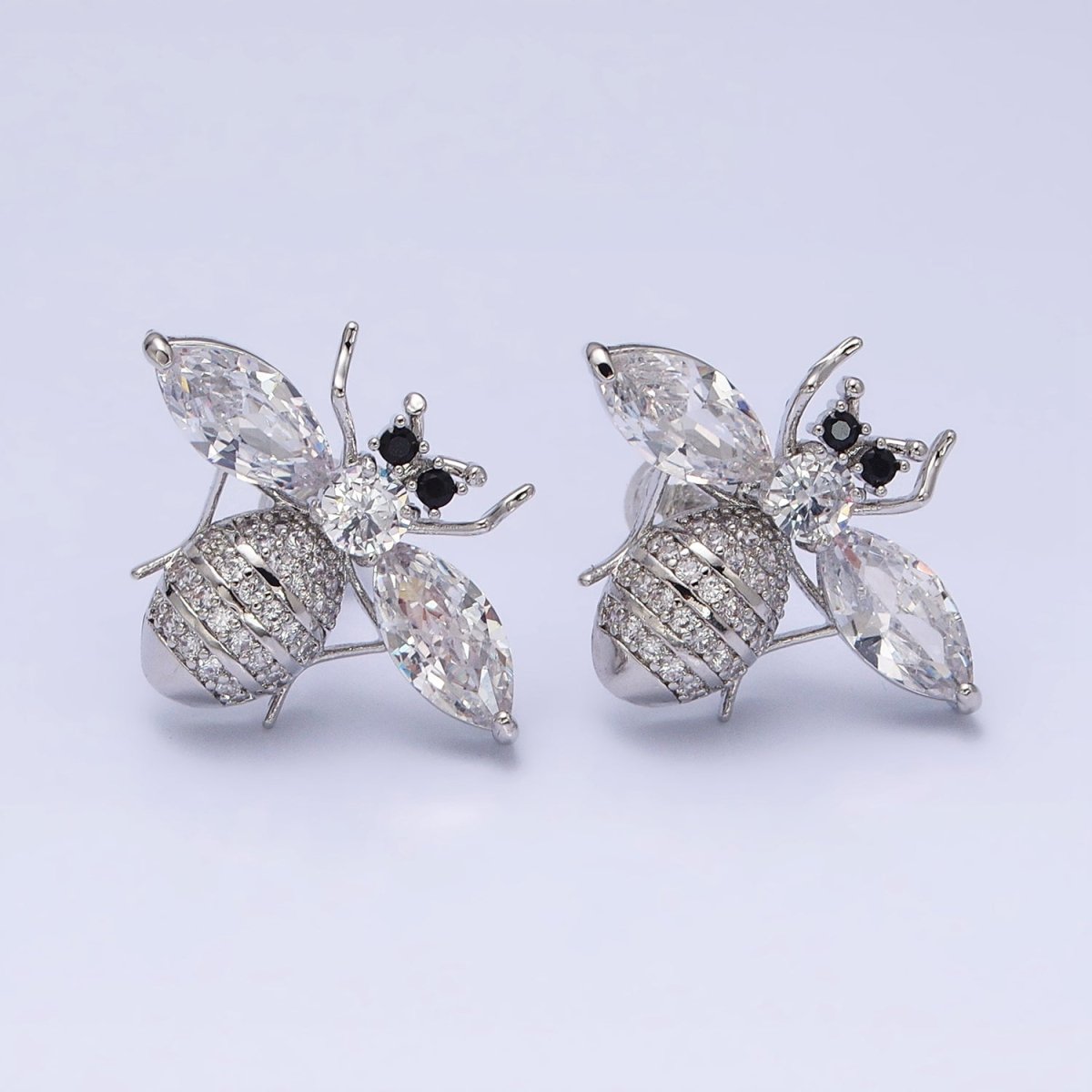 16K Gold Filled Gold Bee Stud Earrings • Crystal Cubic Zirconia Honey Bee Queen Bee Bumble Bee Jewelry AD1474 AD1475 - DLUXCA