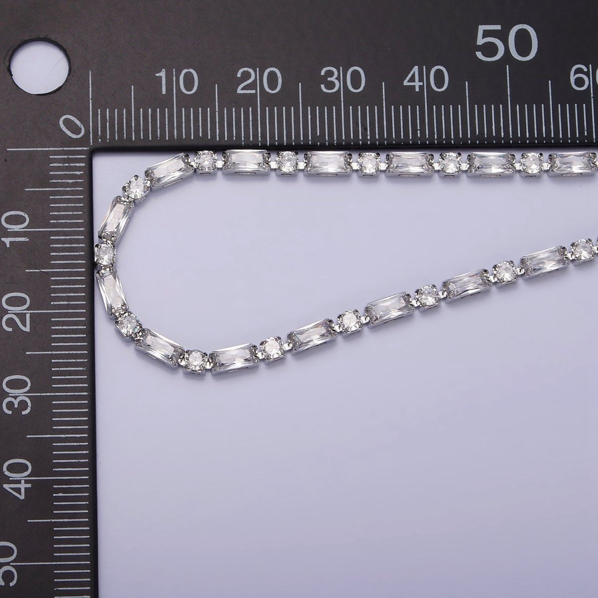 16K Gold Filled Green, Checkered, Black, Clear, Pink 2.5mm Baguette Round CZ 6.5 Inch Tennis Chain Bracelet | WA-1813 - WA-1831 Clearance Pricing - DLUXCA