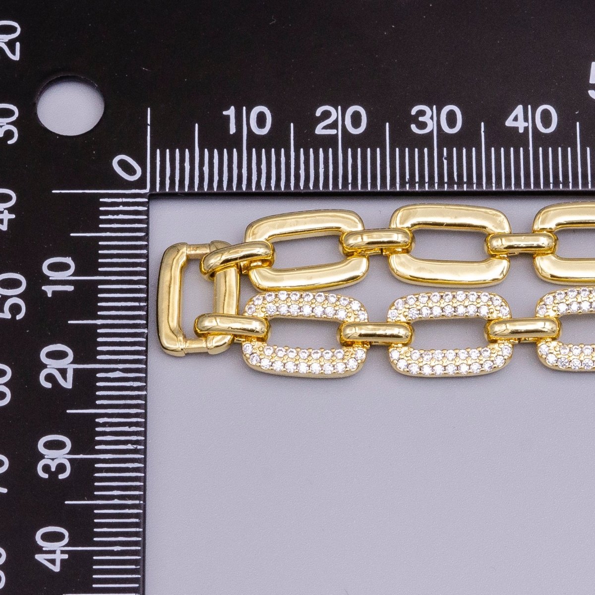 16K Gold Filled Half Micro Paved CZ Unique Paperclip 17 Inch Chain Necklace in Gold & Silver | WA-1892 WA-1893 Clearance Pricing - DLUXCA