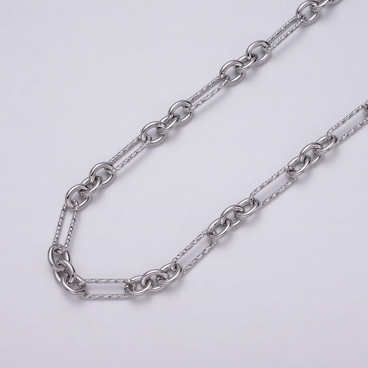 16K Gold Filled Hammered Figaro Long and Short Fancy Unfinished Chain by Yard in Gold & Silver | ROLL-1217 ROLL-1218 Clearance Pricing - DLUXCA