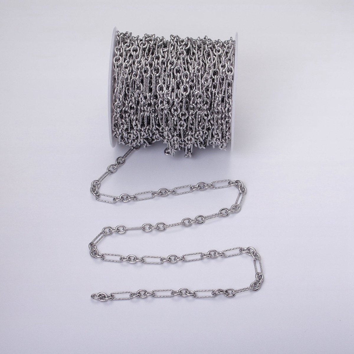 16K Gold Filled Hammered Figaro Long and Short Fancy Unfinished Chain by Yard in Gold & Silver | ROLL-1217 ROLL-1218 Clearance Pricing - DLUXCA