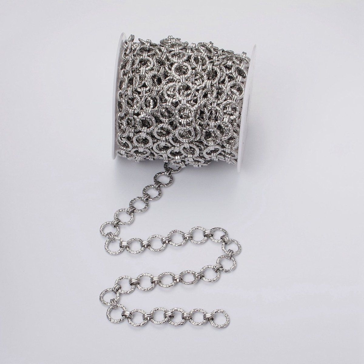 16k Gold Filled Hammered Rolo Unique Unfinished Chain by Yard in Gold & Silver | ROLL-1173 ROLL-1174 Clearance Pricing - DLUXCA