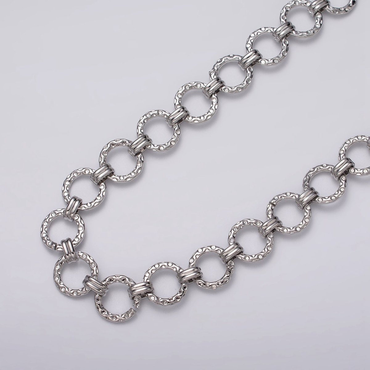 16k Gold Filled Hammered Rolo Unique Unfinished Chain by Yard in Gold & Silver | ROLL-1173 ROLL-1174 Clearance Pricing - DLUXCA