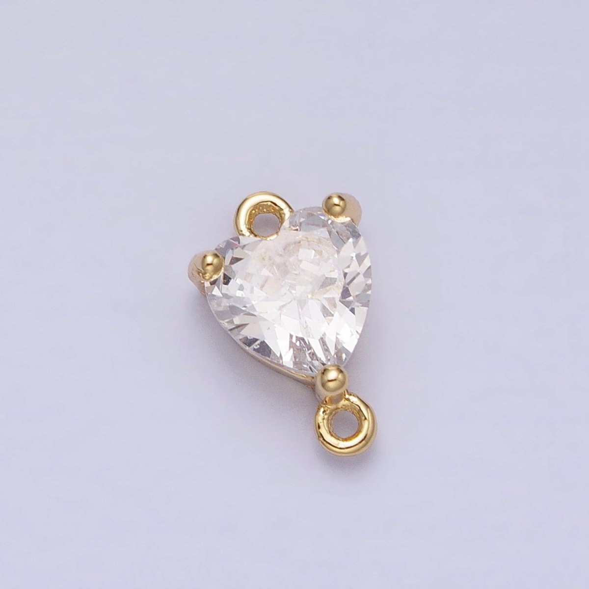 16K Gold Filled Heart Clear CZ Link Connector in Gold & Silver | AD1329 AD1330 - DLUXCA