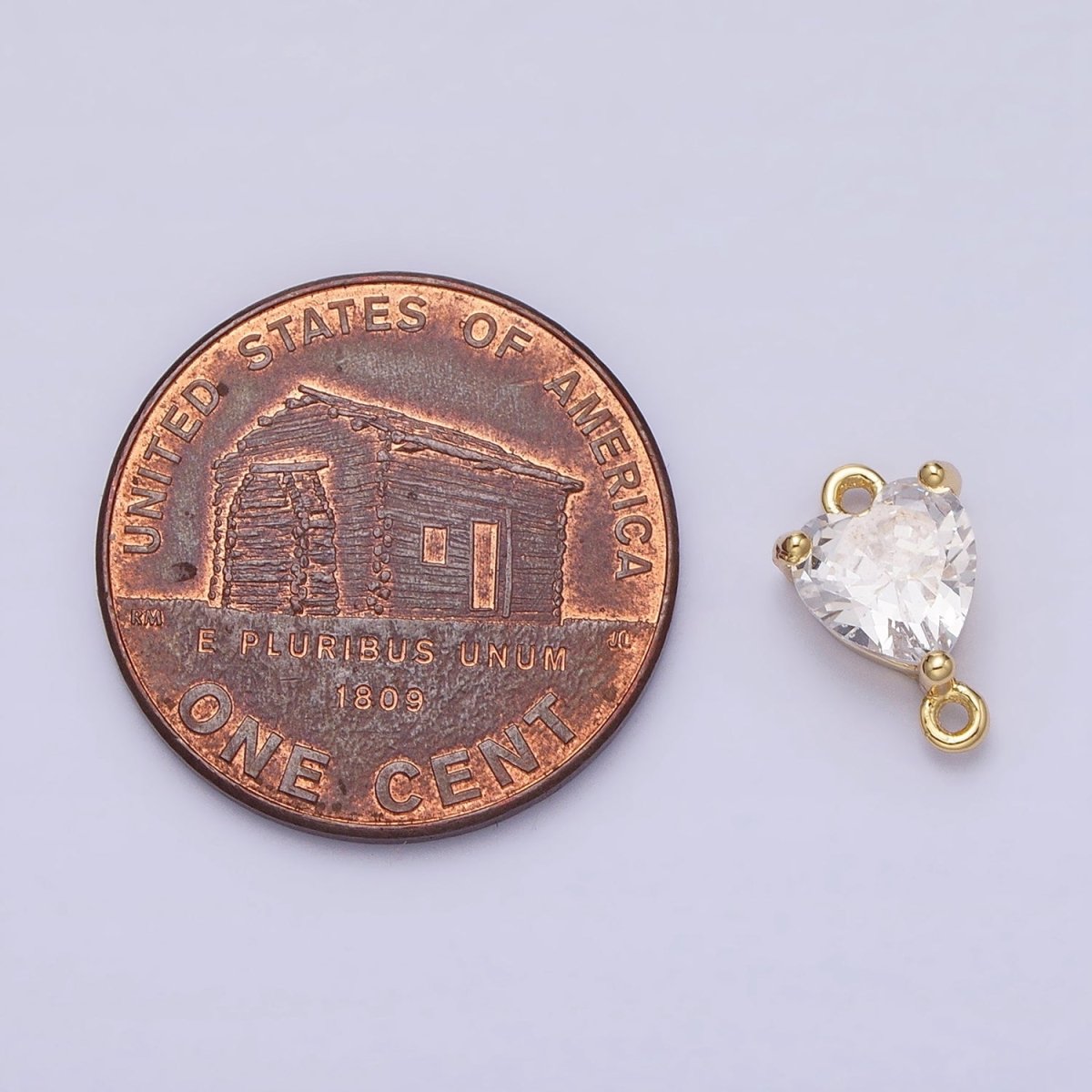 16K Gold Filled Heart Clear CZ Link Connector in Gold & Silver | AD1329 AD1330 - DLUXCA