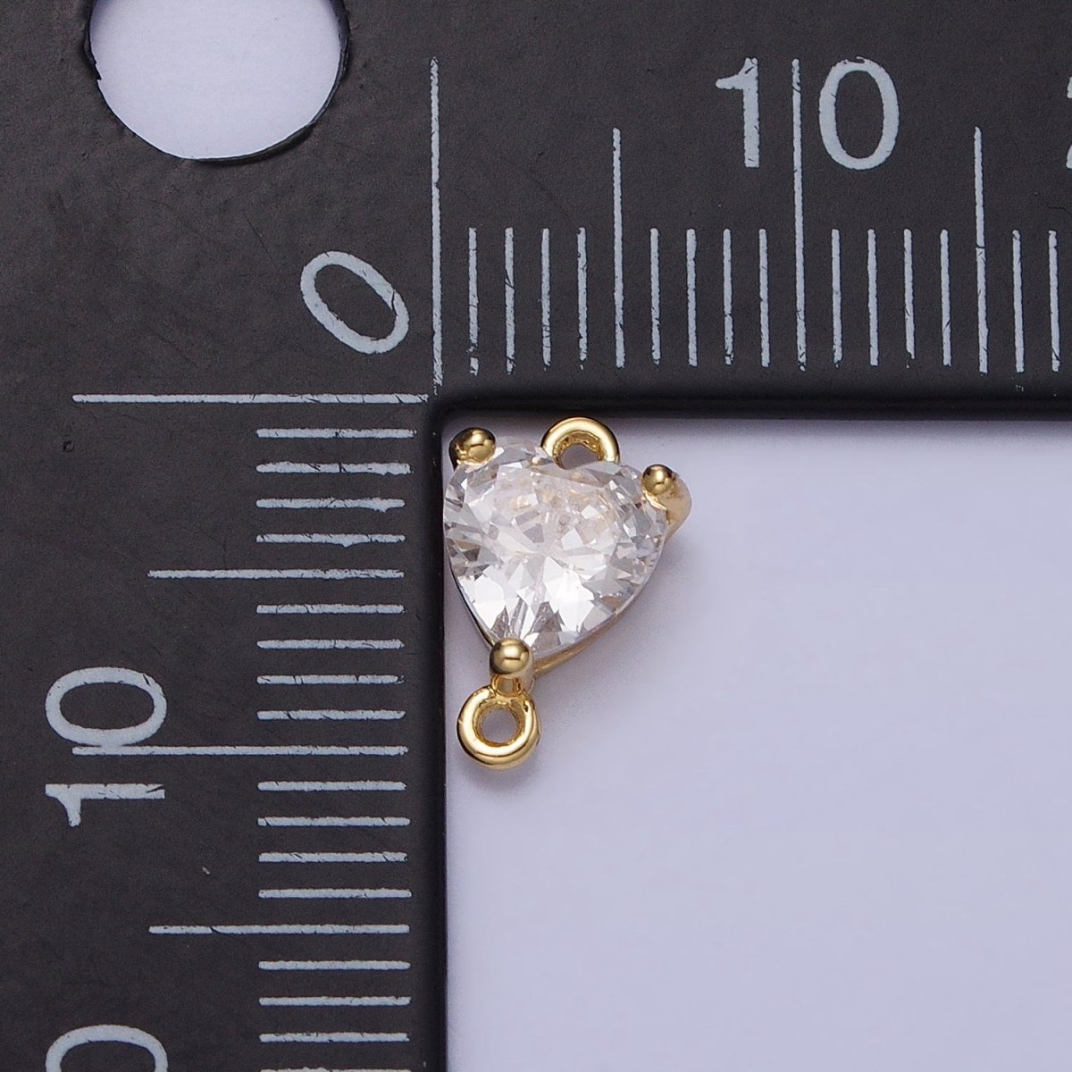 16K Gold Filled Heart Clear CZ Link Connector in Gold & Silver | AD1329 AD1330 - DLUXCA