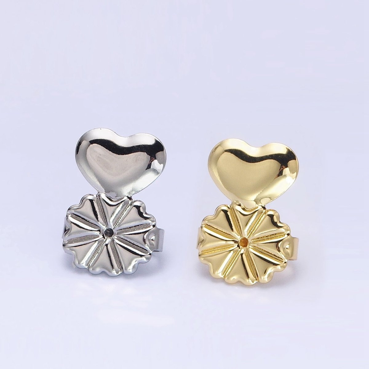 16K Gold Filled Heart Flower Earrings Back Lifter Stabilizer Supply Magic Earring Back Lifter in Gold & Silver | Z-338 Z-339 - DLUXCA