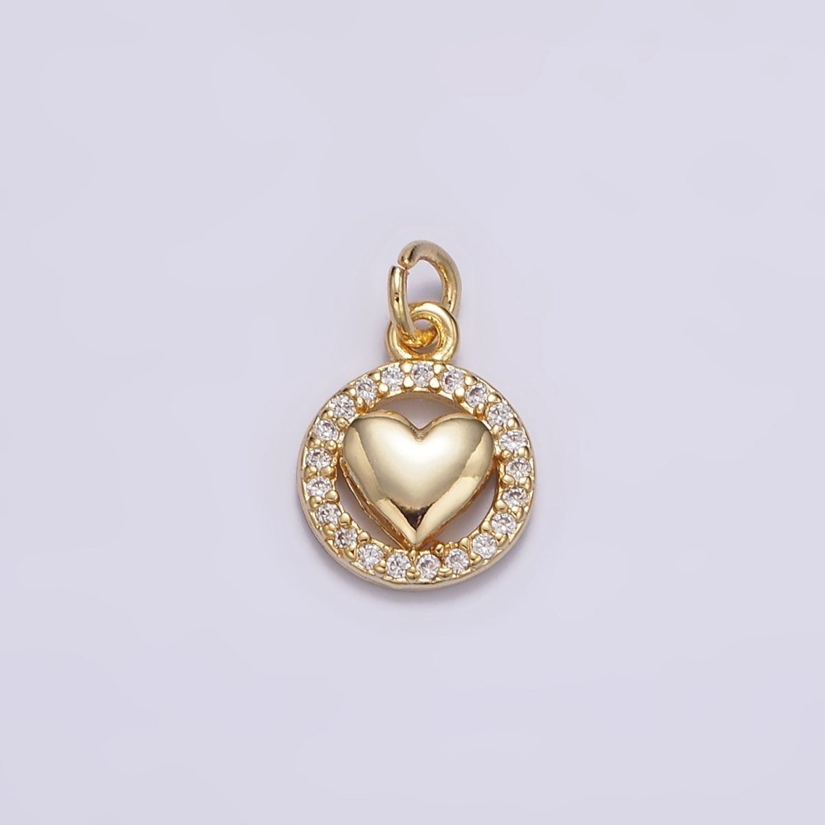 16K Gold Filled Heart Open Micro Paved CZ Round Add-On Charm | N-967 - DLUXCA