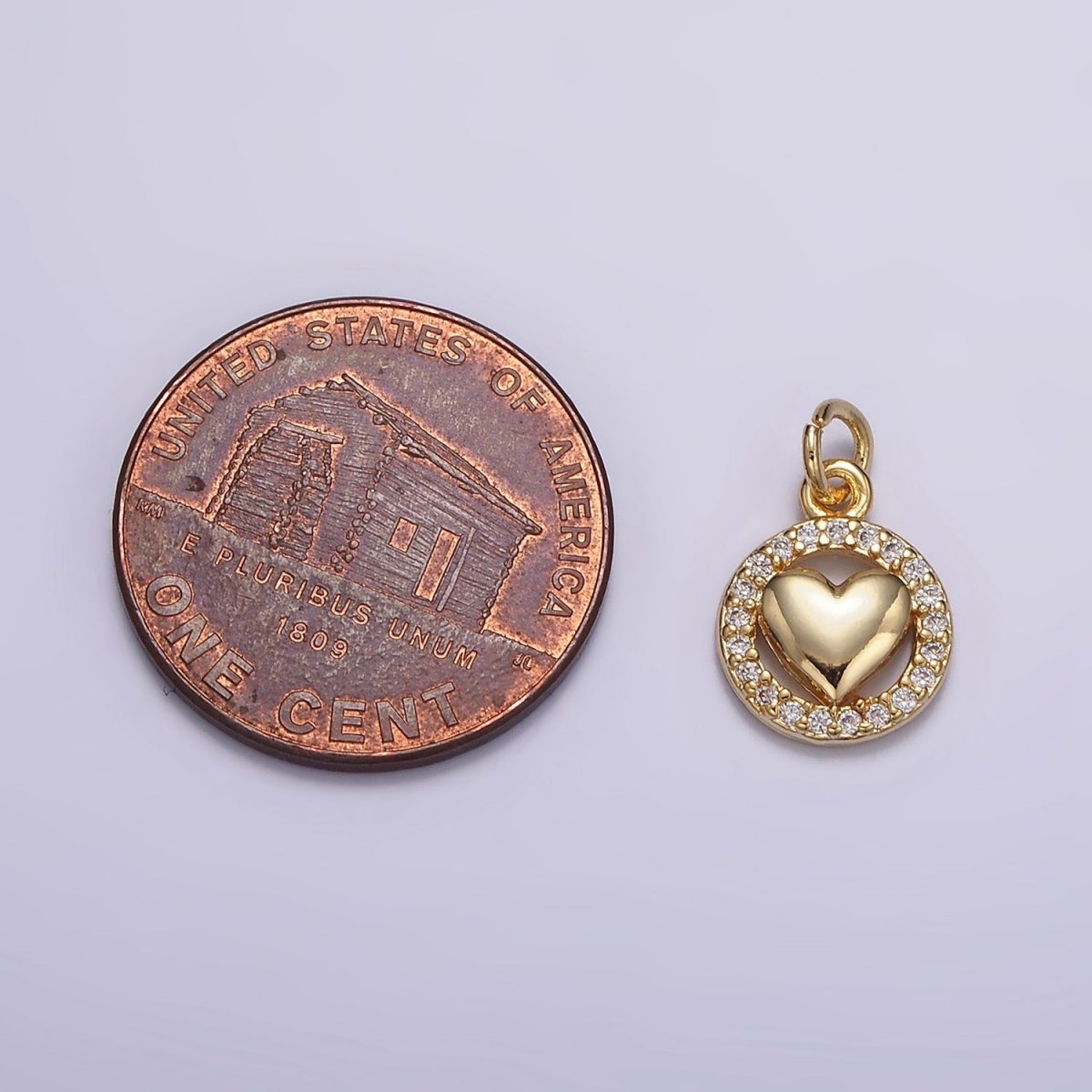 16K Gold Filled Heart Open Micro Paved CZ Round Add-On Charm | N-967 - DLUXCA