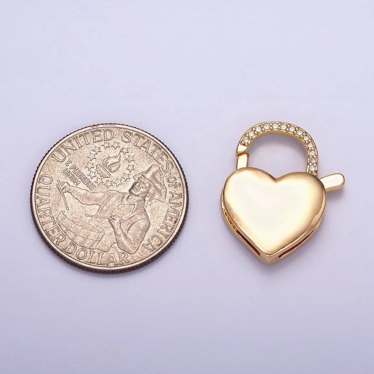 16K Gold Filled Heart Shaped Lock, Clear Micro Pave CZ Heart Clasp For Necklace Jewelry Making Supplies End Clasp Component Z-935 Z-936 - DLUXCA