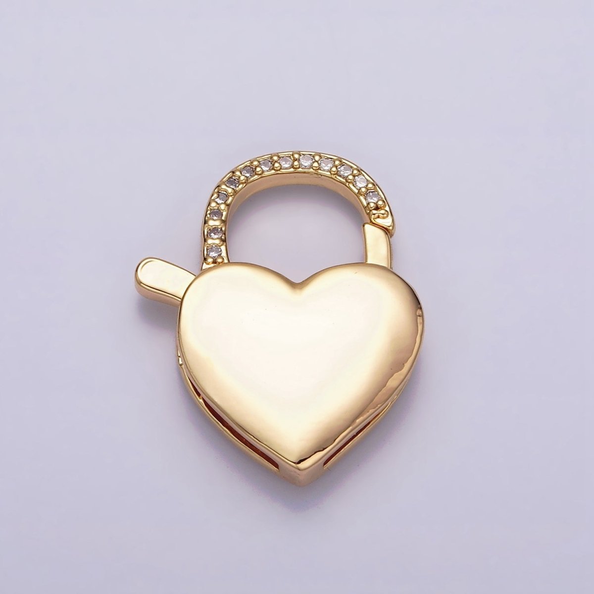 16K Gold Filled Heart Shaped Lock, Clear Micro Pave CZ Heart Clasp For Necklace Jewelry Making Supplies End Clasp Component Z-935 Z-936 - DLUXCA