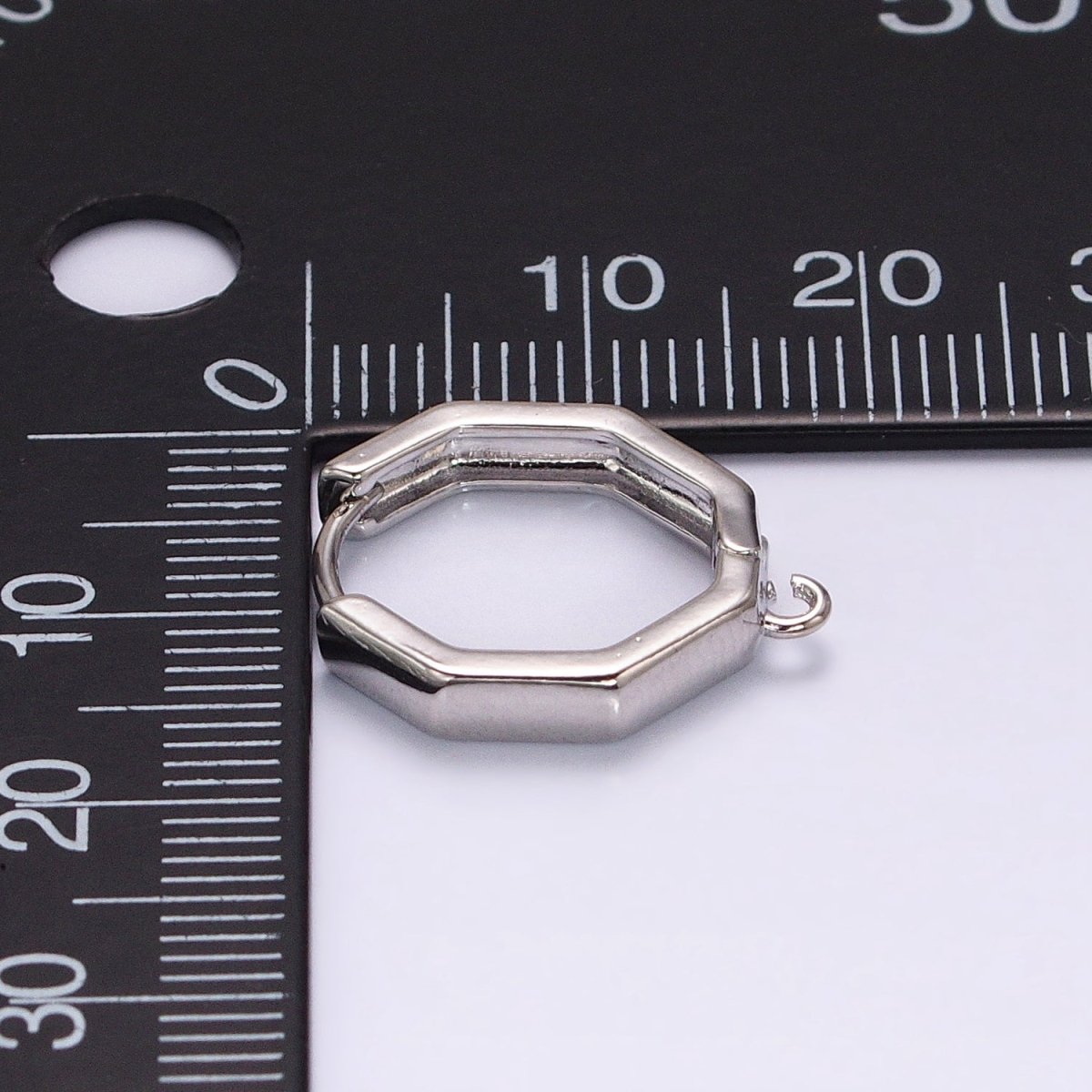 16K Gold Filled Hexagonal Huggie Open Loop Earrings Supply in Gold & Silver | Z-322 Z-323 - DLUXCA