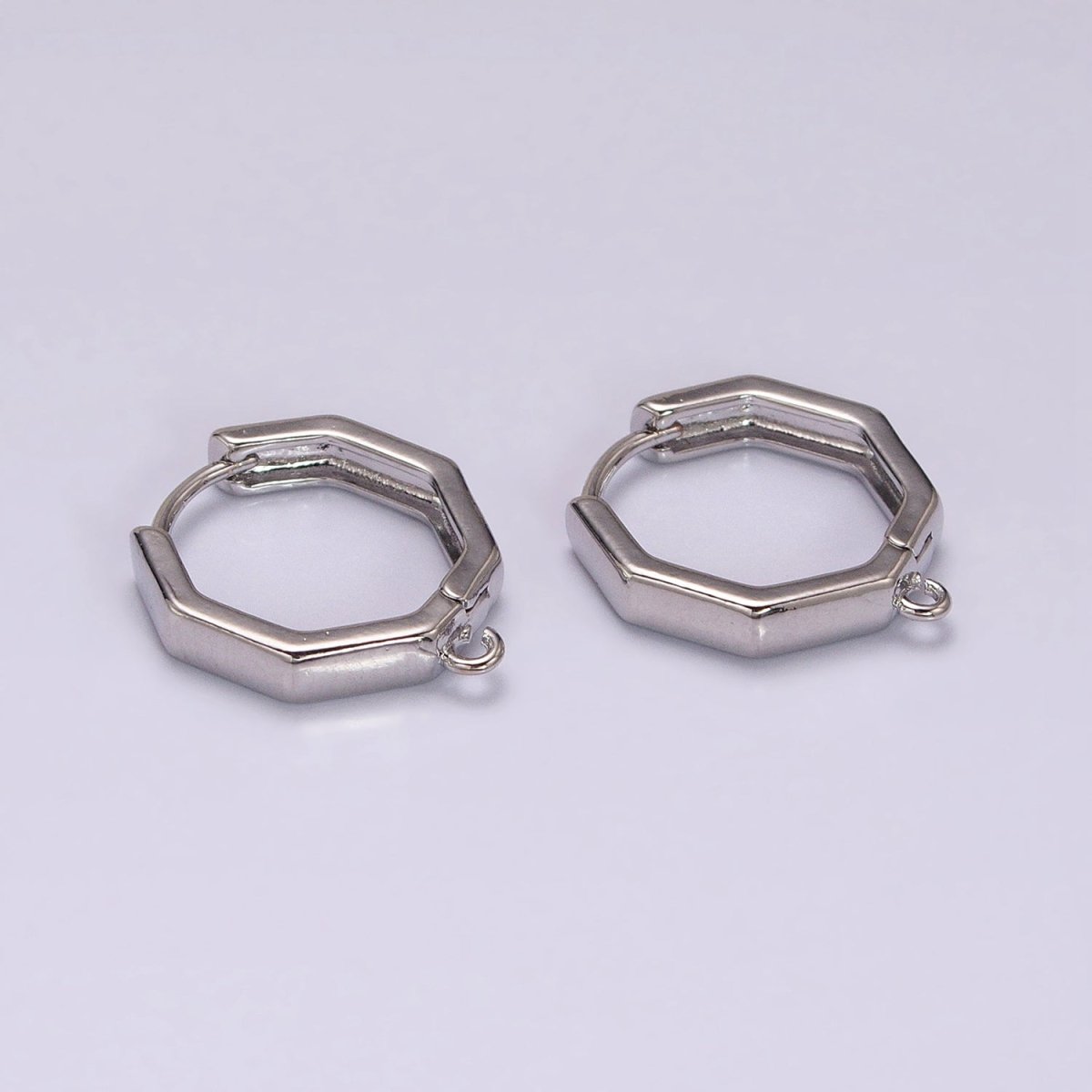 16K Gold Filled Hexagonal Huggie Open Loop Earrings Supply in Gold & Silver | Z-322 Z-323 - DLUXCA