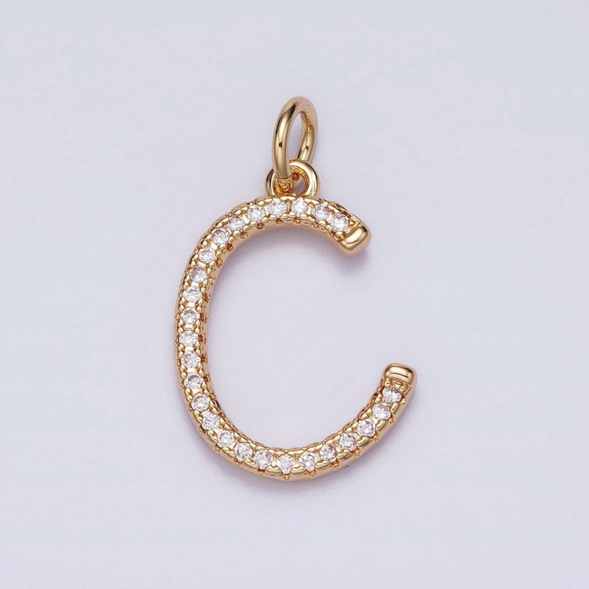 16K Gold Filled Initial Letter A-Z Curved Font Personalized Micro Paved CZ Charm | AD547 - AD572 - DLUXCA
