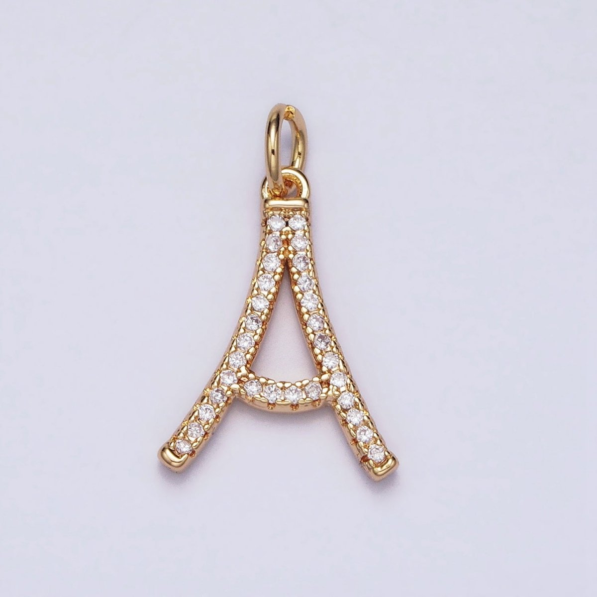 16K Gold Filled Initial Letter A-Z Curved Font Personalized Micro Paved CZ Charm | AD547 - AD572 - DLUXCA