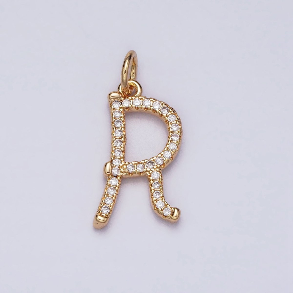 16K Gold Filled Initial Letter A-Z Curved Font Personalized Micro Paved CZ Charm | AD547 - AD572 - DLUXCA