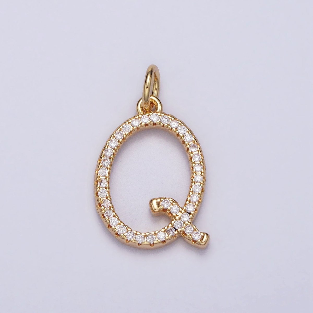 16K Gold Filled Initial Letter A-Z Curved Font Personalized Micro Paved CZ Charm | AD547 - AD572 - DLUXCA