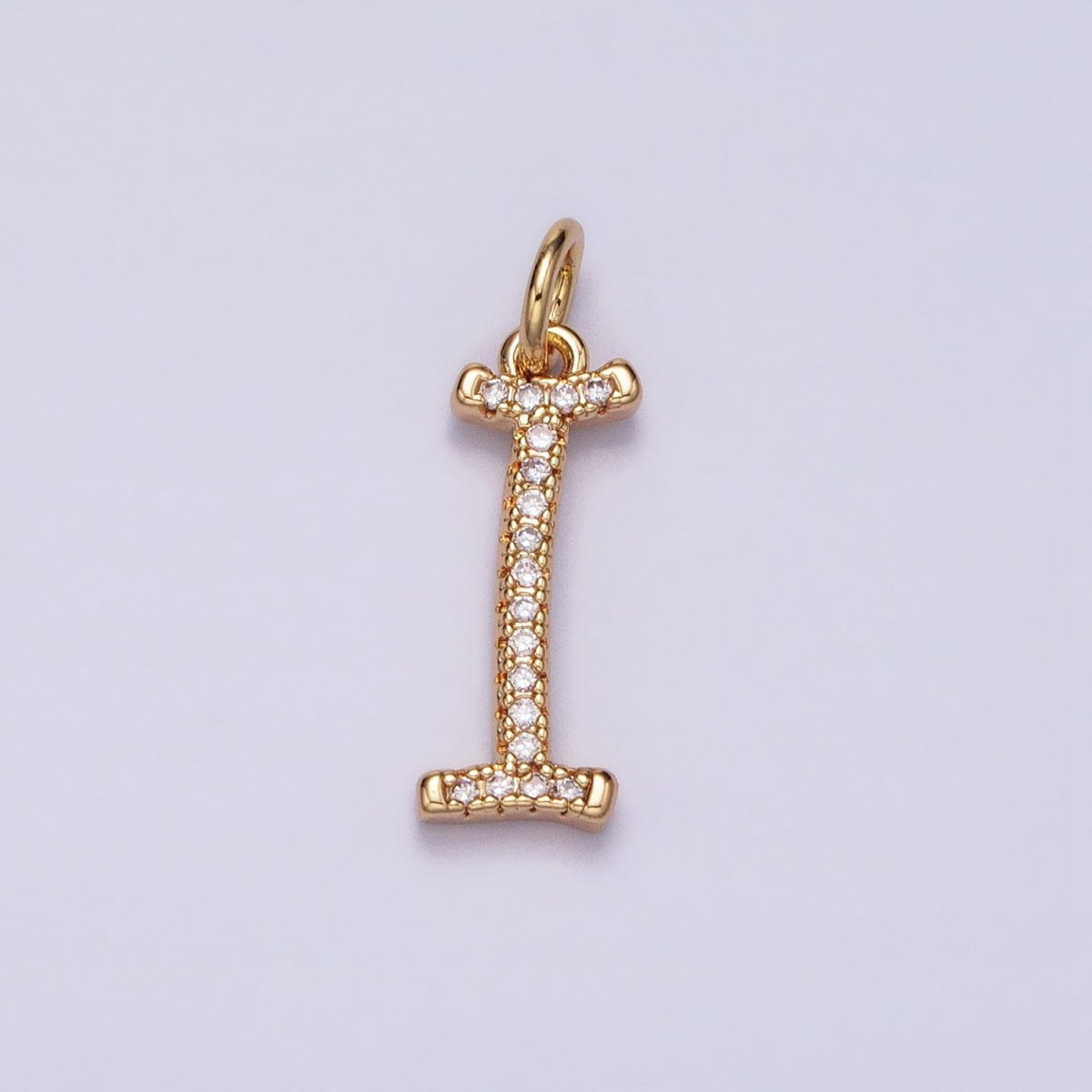 16K Gold Filled Initial Letter A-Z Curved Font Personalized Micro Paved CZ Charm | AD547 - AD572 - DLUXCA