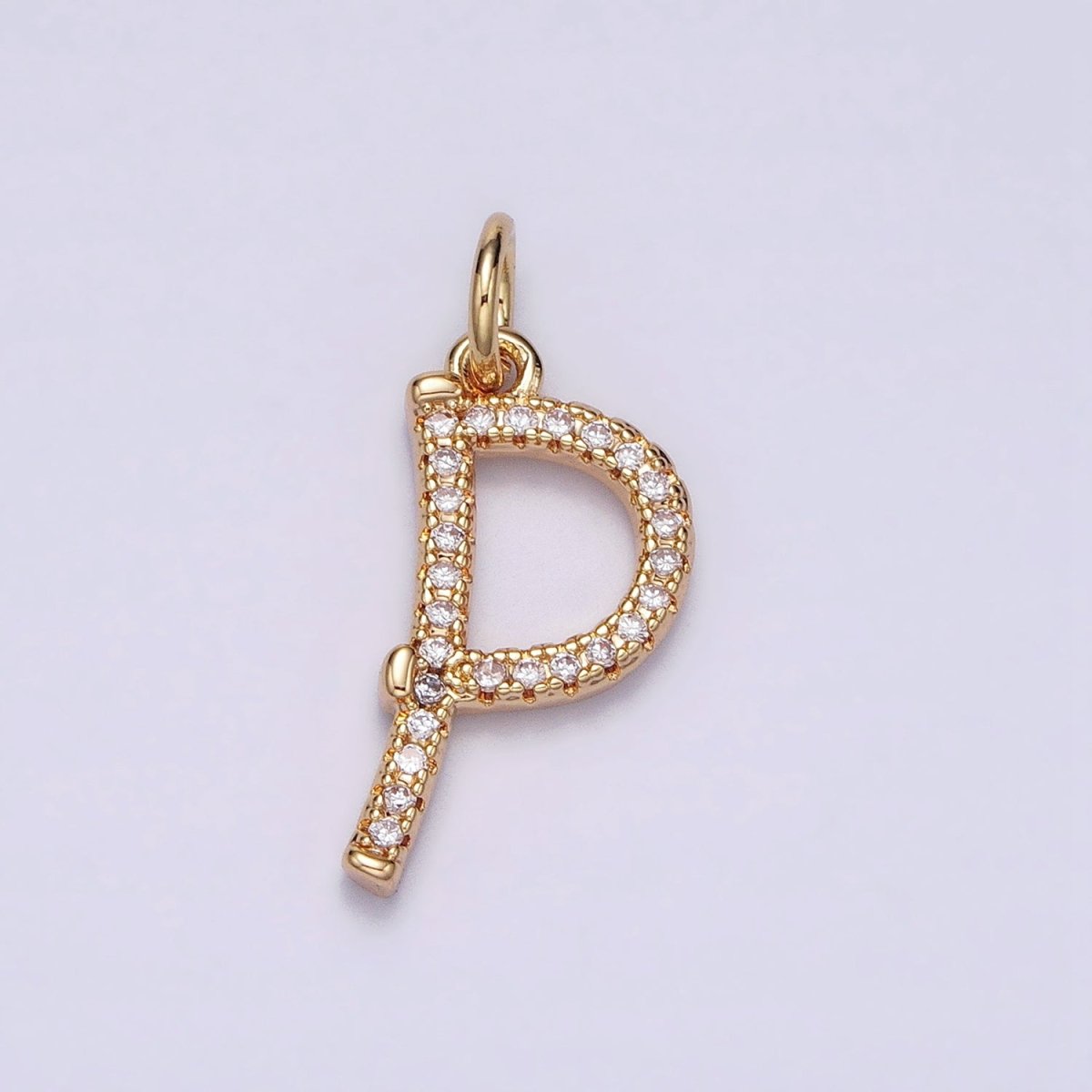 16K Gold Filled Initial Letter A-Z Curved Font Personalized Micro Paved CZ Charm | AD547 - AD572 - DLUXCA