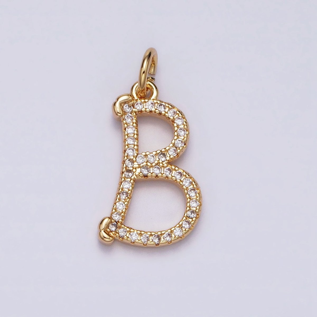 16K Gold Filled Initial Letter A-Z Curved Font Personalized Micro Paved CZ Charm | AD547 - AD572 - DLUXCA