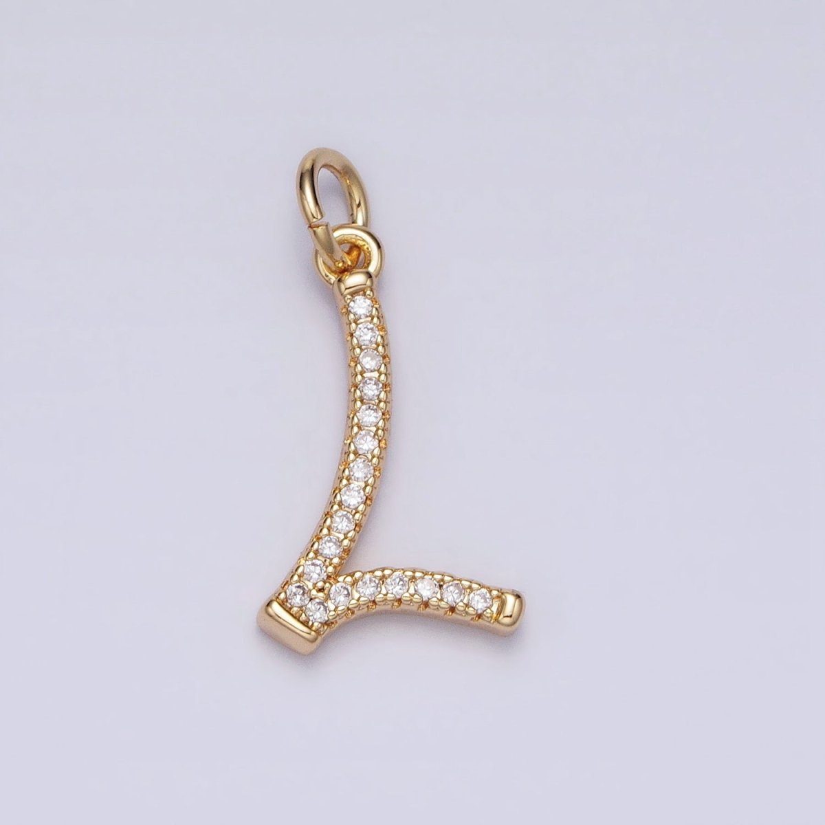 16K Gold Filled Initial Letter A-Z Curved Font Personalized Micro Paved CZ Charm | AD547 - AD572 - DLUXCA