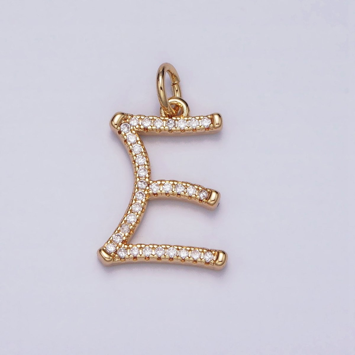 16K Gold Filled Initial Letter A-Z Curved Font Personalized Micro Paved CZ Charm | AD547 - AD572 - DLUXCA