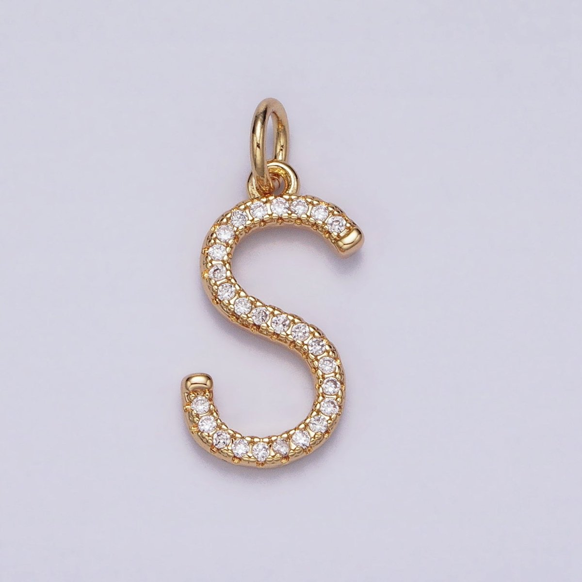16K Gold Filled Initial Letter A-Z Curved Font Personalized Micro Paved CZ Charm | AD547 - AD572 - DLUXCA