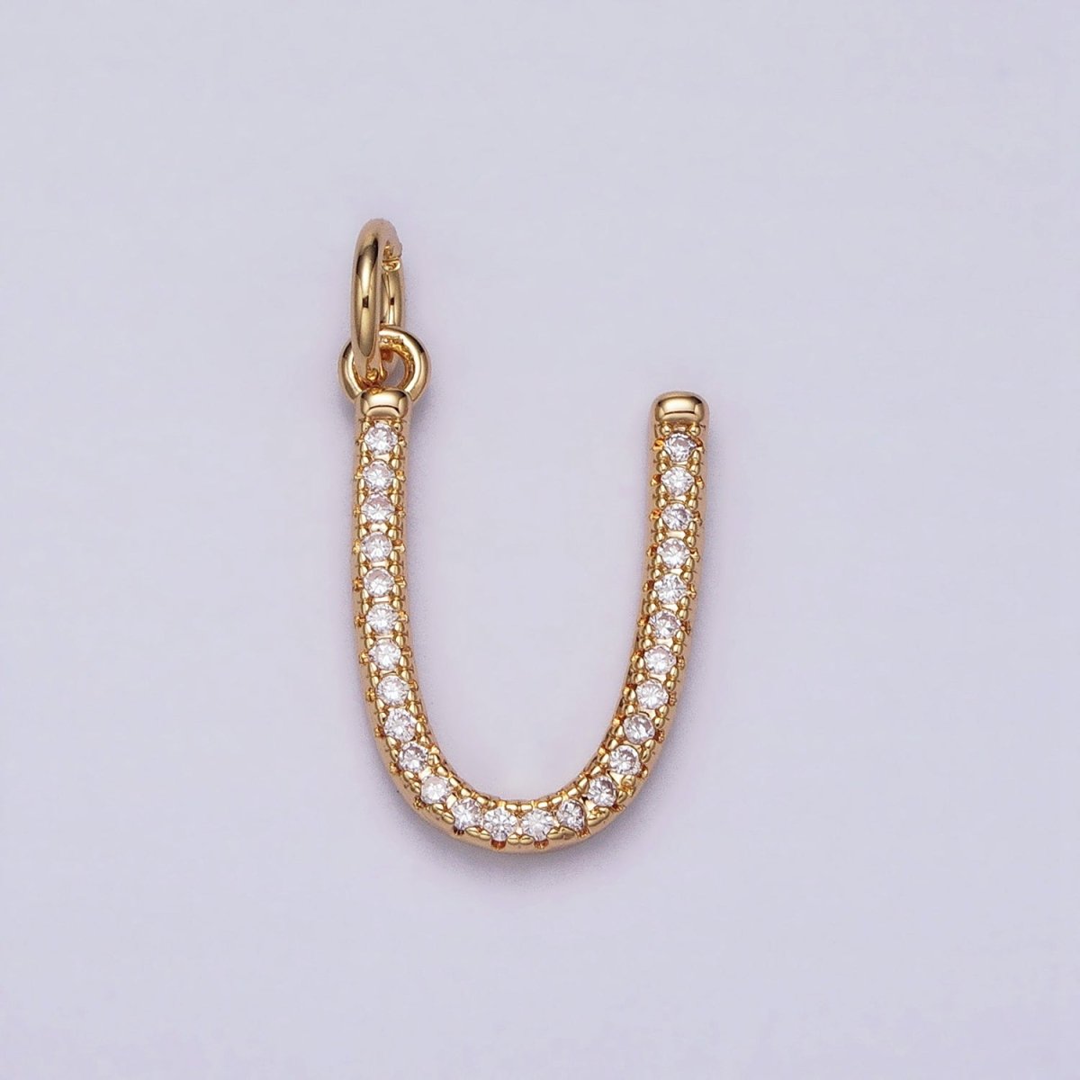 16K Gold Filled Initial Letter A-Z Curved Font Personalized Micro Paved CZ Charm | AD547 - AD572 - DLUXCA