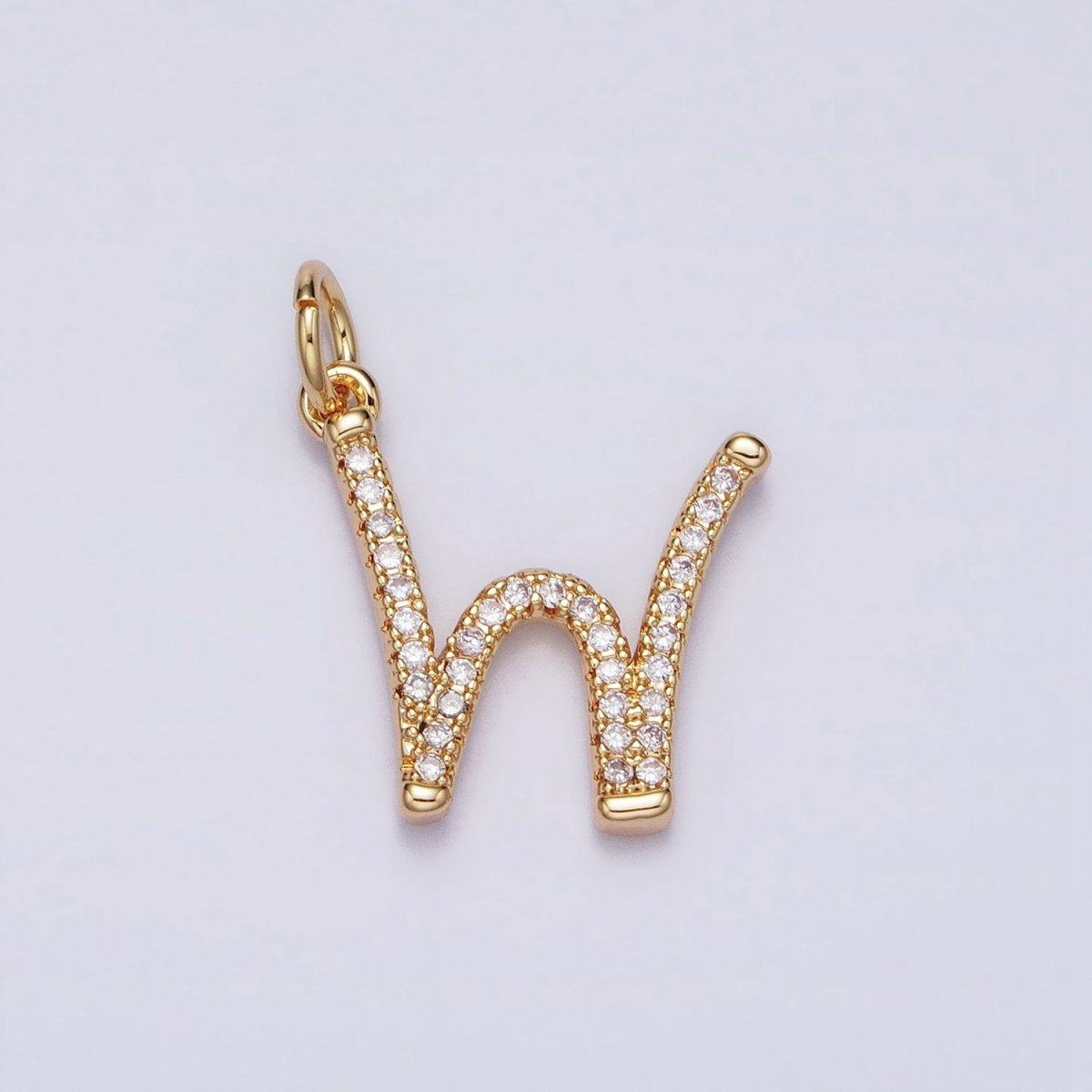 16K Gold Filled Initial Letter A-Z Curved Font Personalized Micro Paved CZ Charm | AD547 - AD572 - DLUXCA