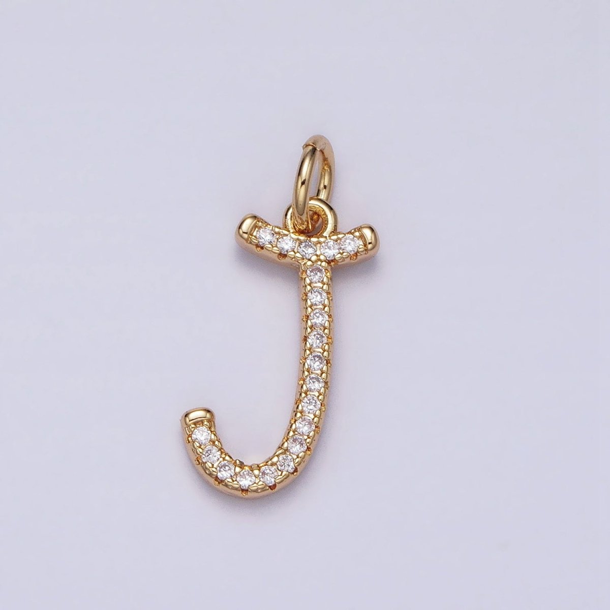 16K Gold Filled Initial Letter A-Z Curved Font Personalized Micro Paved CZ Charm | AD547 - AD572 - DLUXCA