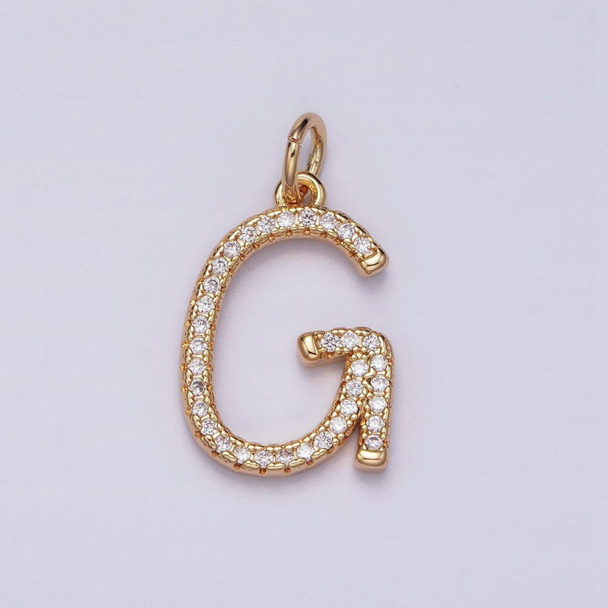 16K Gold Filled Initial Letter A-Z Curved Font Personalized Micro Paved CZ Charm | AD547 - AD572 - DLUXCA