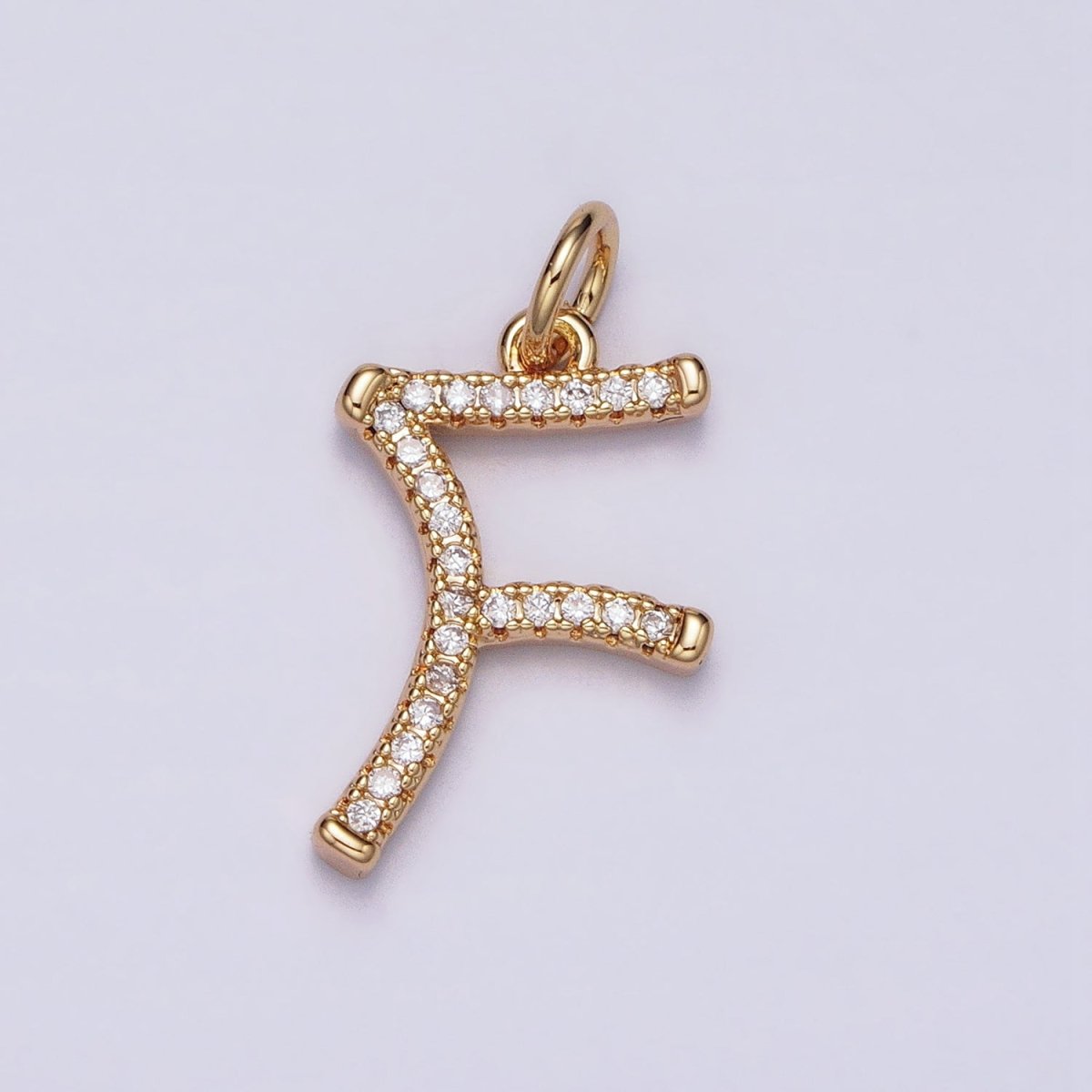 16K Gold Filled Initial Letter A-Z Curved Font Personalized Micro Paved CZ Charm | AD547 - AD572 - DLUXCA