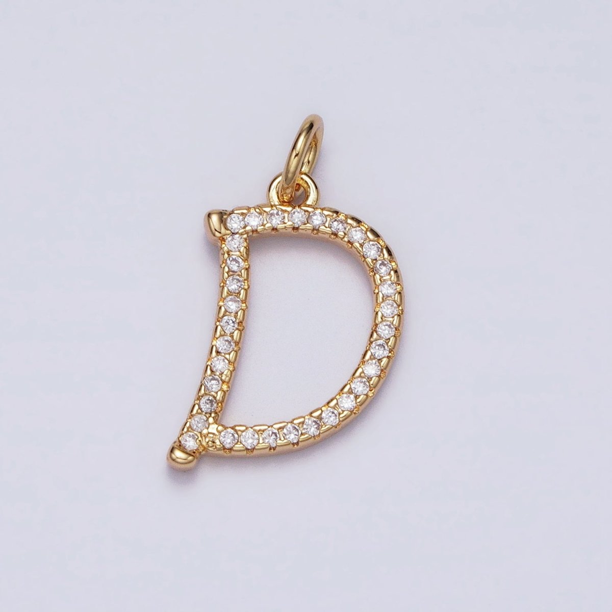 16K Gold Filled Initial Letter A-Z Curved Font Personalized Micro Paved CZ Charm | AD547 - AD572 - DLUXCA