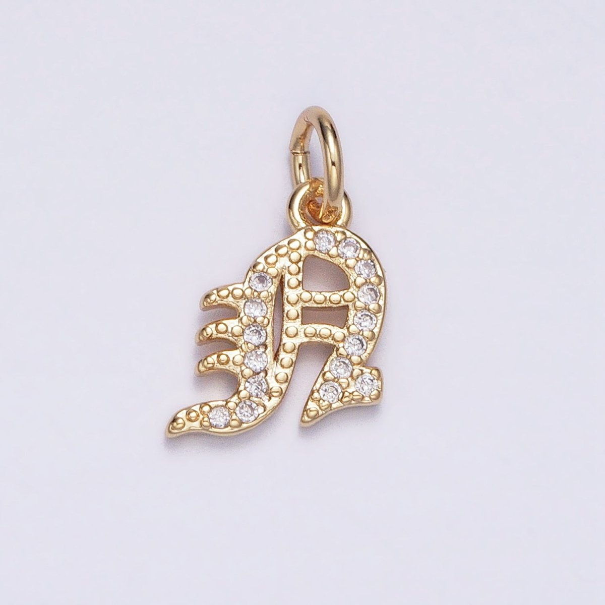 16K Gold Filled Initial Letter Old English Font Personalized Micro Paved Add-On Charm | AD305 - AD330 - DLUXCA