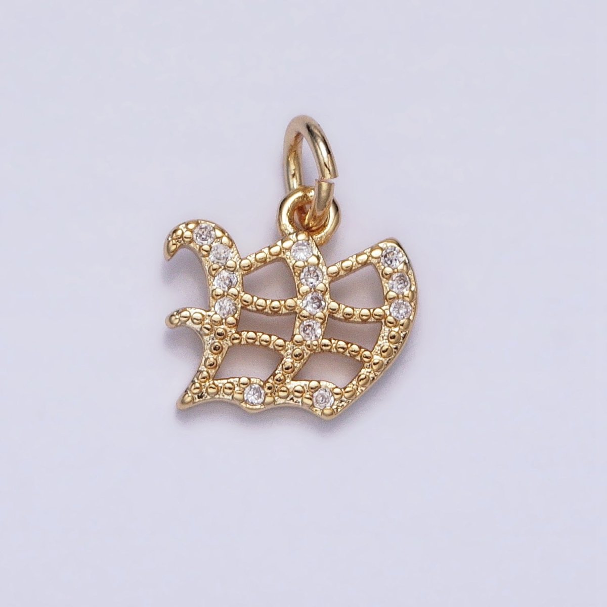 16K Gold Filled Initial Letter Old English Font Personalized Micro Paved Add-On Charm | AD305 - AD330 - DLUXCA