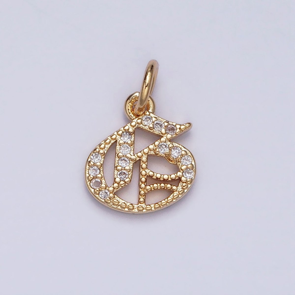 16K Gold Filled Initial Letter Old English Font Personalized Micro Paved Add-On Charm | AD305 - AD330 - DLUXCA