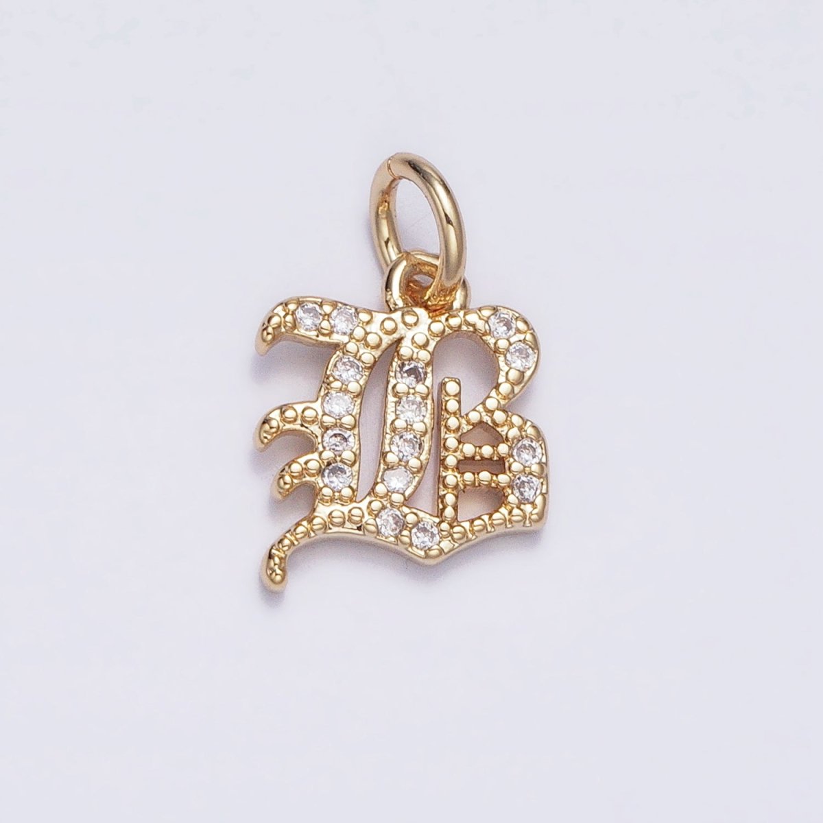 16K Gold Filled Initial Letter Old English Font Personalized Micro Paved Add-On Charm | AD305 - AD330 - DLUXCA