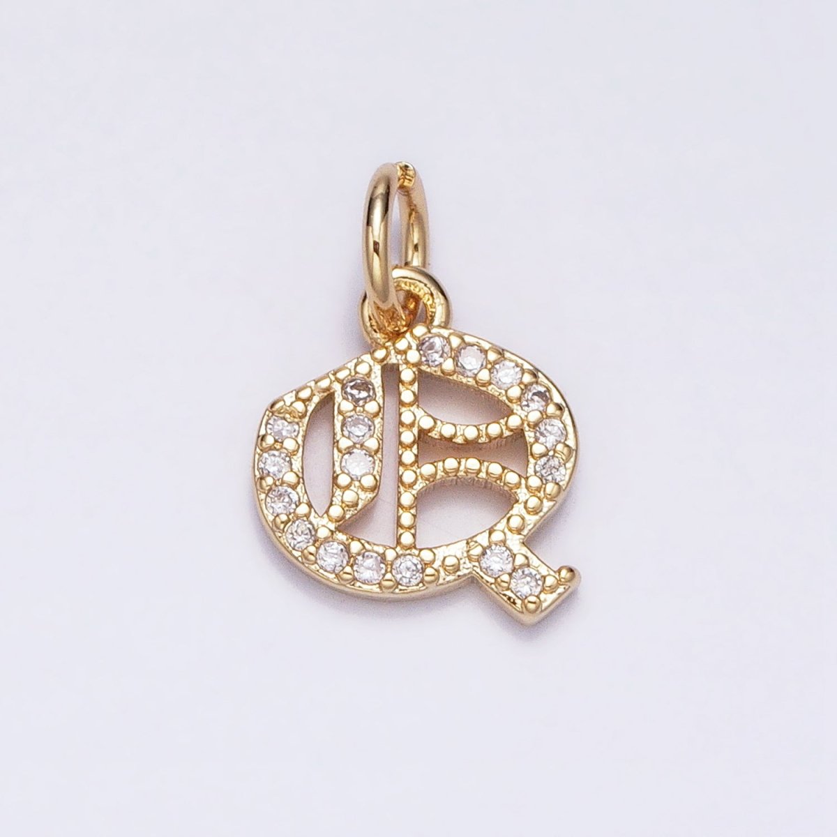 16K Gold Filled Initial Letter Old English Font Personalized Micro Paved Add-On Charm | AD305 - AD330 - DLUXCA