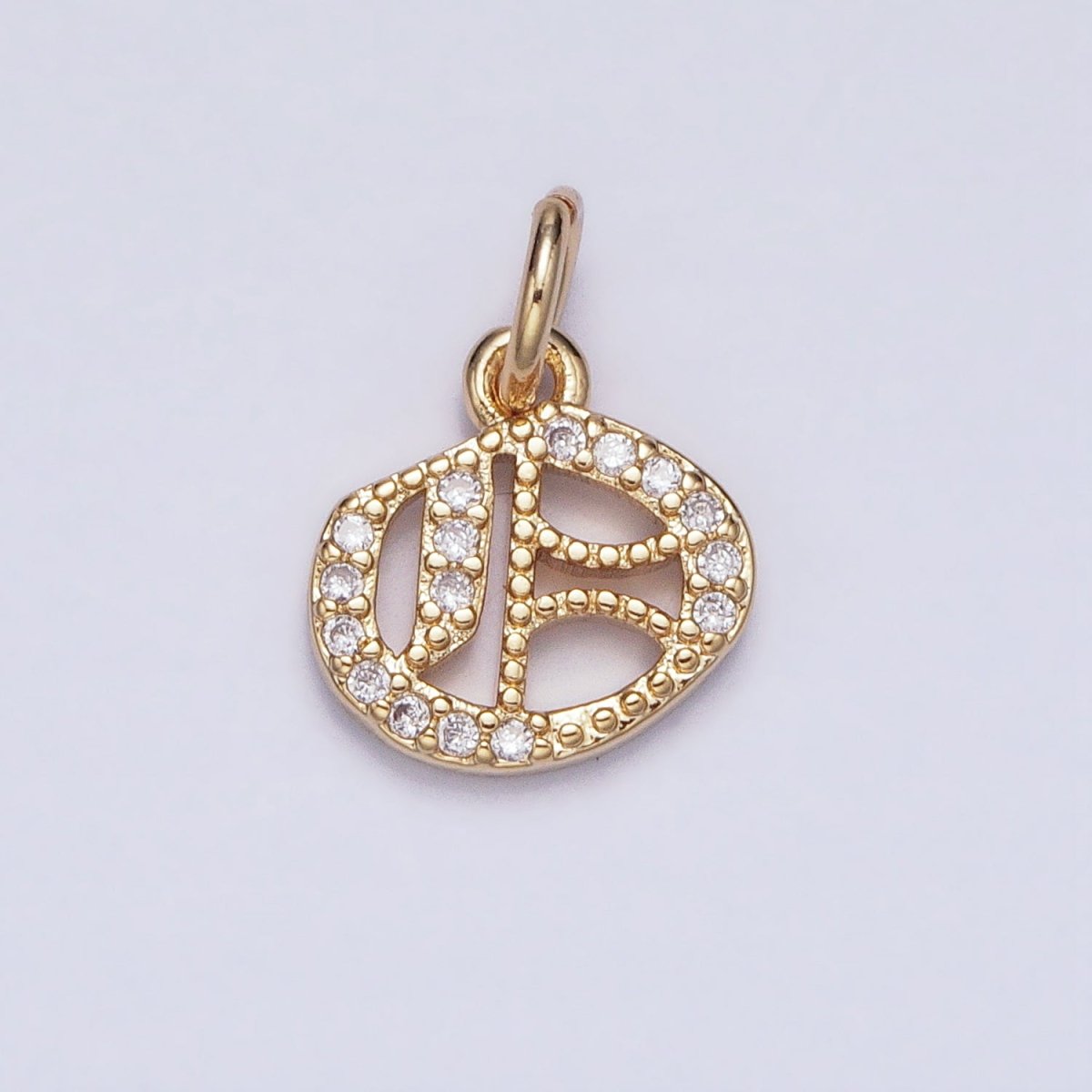 16K Gold Filled Initial Letter Old English Font Personalized Micro Paved Add-On Charm | AD305 - AD330 - DLUXCA